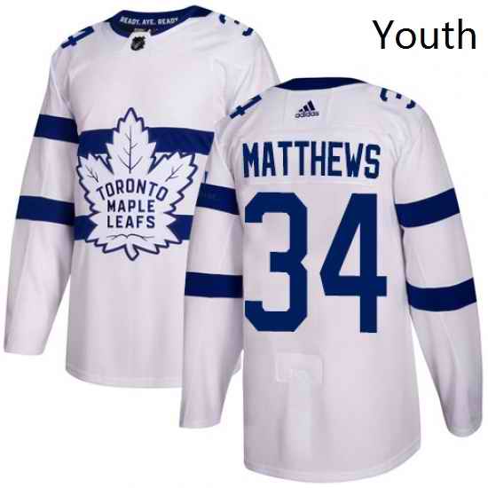 Youth Adidas Toronto Maple Leafs 34 Auston Matthews Authentic White 2018 Stadium Series NHL Jersey